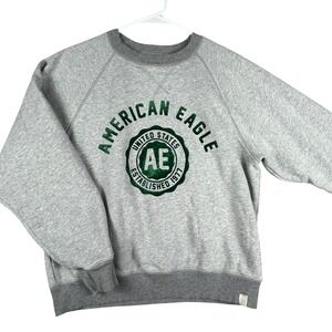 American Eagle AE Graphic Sweatshirt Gray Crewneck Long Sleeve Womens‎ S